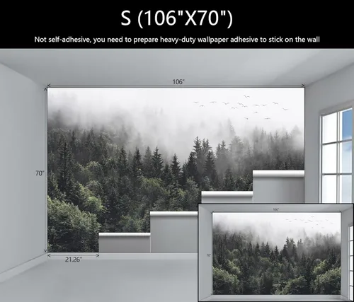 Miniatura 4 de Papel pintado de bosque brumoso del bosque, paisajes naturales verdes, murales de pared para dormitorio y sala de estar (no despegar y pegar)