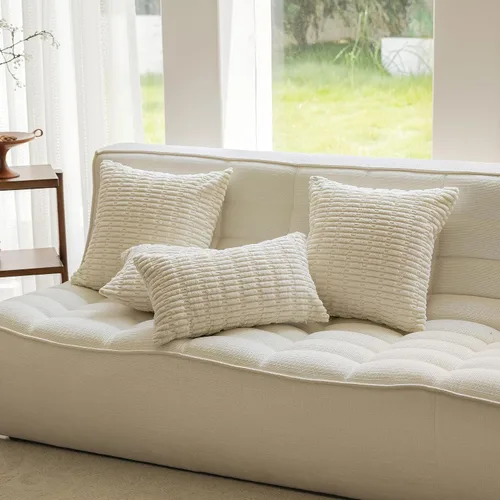 Miniatura 2 de Home Brilliant Juego de 2 fundas de almohada decorativas color crema de 18 x 18 pulgadas, fundas de almohada de pana beige para sofá, banco