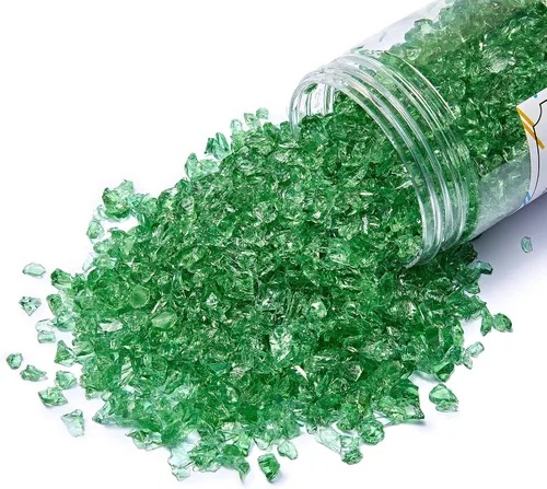 Miniatura 7 de TWINKLING Purpurina de Vidrio Triturado de Alto Brillo, Vidrio Roto, Piedras de Cristal de Fuego para Chimenea, Arte de Resina DIY, Manualidades