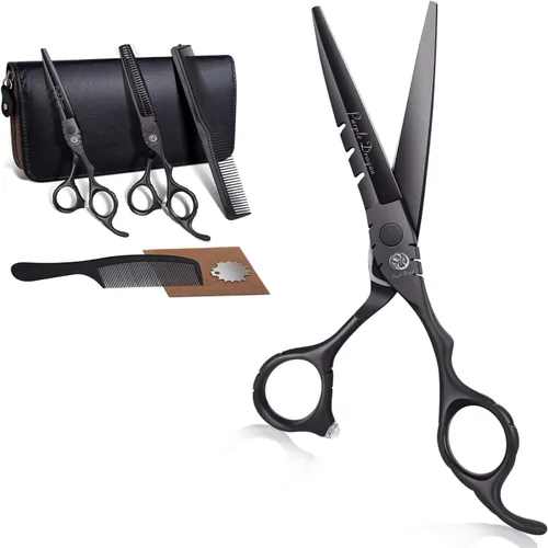 Miniatura 8 de Purple Dragon Profesional de Japón Juego de Tijeras de Peluquería 440C para Salón de Corte y Tijeras de Adelgazamiento para Barbería con Bolsa