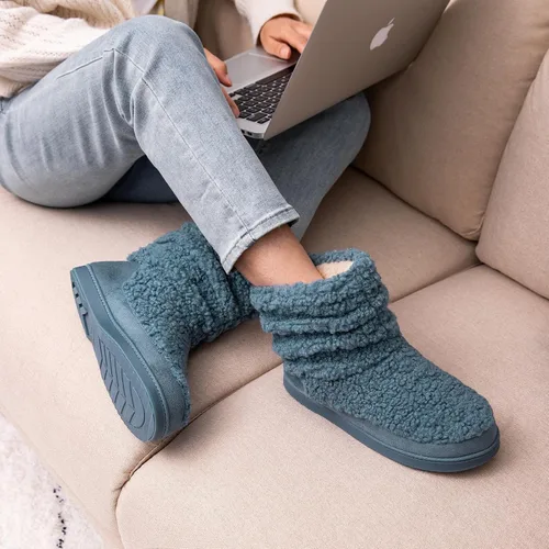 Miniatura 2 de HomeTop Pantuflas para botas de mujer con espuma viscoelástica cálida, para interiores y exteriores, con suela de goma