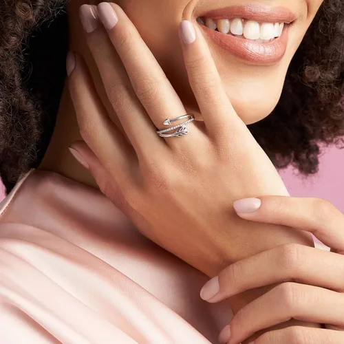 Miniatura 3 de Pandora Anillo de flecha envolvente, anillo de plata de ley para mujer, anillo apilable, regalo para ella, plata de ley con circonita cúbica
