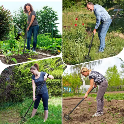 Miniatura 7 de Azada de jardín para deshierbe, herramienta de jardín de azada resistente, 62 pulgadas de mango largo, estribo cultivador de azada de estribo, 2