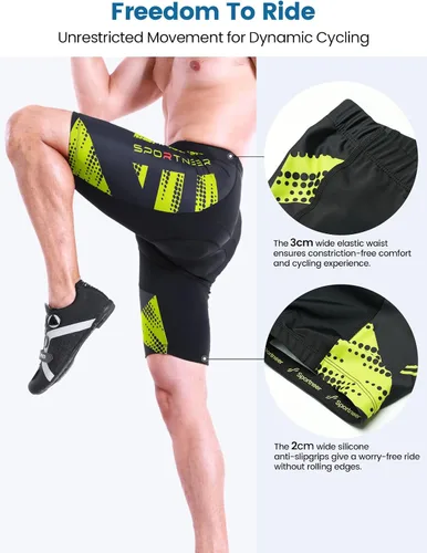 Miniatura 44 de Sportneer Pantalones cortos de ciclismo acolchados para hombre, acolchado 4D, pantalones cortos de ciclismo para hombre, transpirables y absorbentes