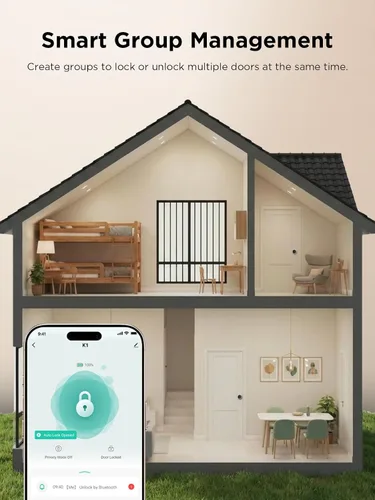 Miniatura 8 de TCL K1 - Pomo de puerta inteligente de huellas dactilares, entrada biométrica sin llave de 0.3s, acceso 4 en 1 con control de aplicación