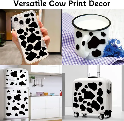 Miniatura 4 de AOWDIAO 280 piezas de calcomanías de impresión de vaca para despegar y pegar adhesivos de vinilo para pared, automóvil, computadora portátil