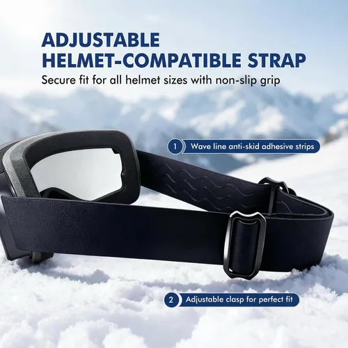 Miniatura 5 de Gafas de esquí cilíndricas, gafas de snowboard OTG para hombres y mujeres, antivaho y 100% protección UV400, gafas de nieve para esquí y snowboard