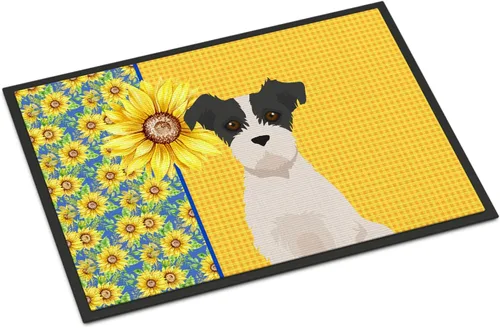Miniatura 291 de Caroline's Treasures WDK5313MAT Airedale Terrier - Tapete para puerta delantera de 18 x 27 pulgadas, diseño de girasoles de verano, para entrada