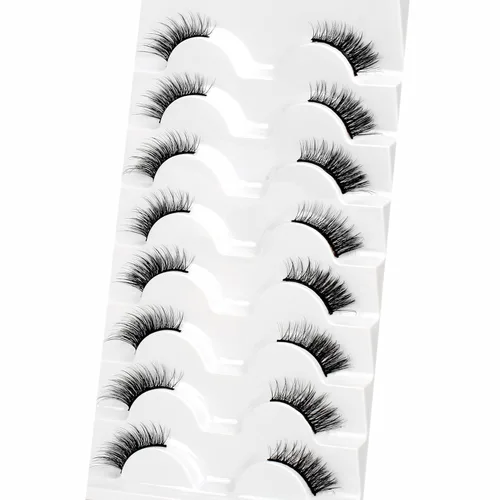 Miniatura 379 de Pooplunch - Pestañas postizas finas de visón sintético, estilo ojo de gato, naturales, cruzadas, tipo racimo, efecto 8D de volumen, tiras