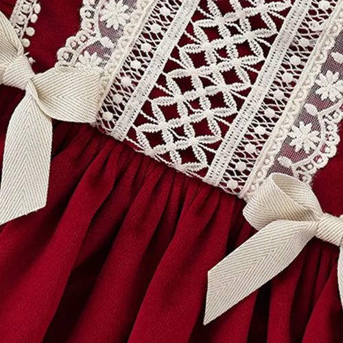 Miniatura 4 de famuka Vestido rojo de princesa de manga larga para niña pequeña