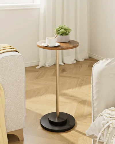 Miniatura 10 de Masupu Mesa para Bebidas, Mesa Auxiliar Redonda para Espacios Pequeños, Mesa Auxiliar de Pedestal, Mesa Auxiliar Pequeña con Base de Metal