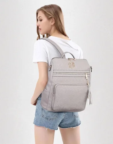 Miniatura 9 de MKP COLLECTION Mochila de moda para mujer, bolsa convertible grande para mujer, mochila de viaje, bolsa de hombro, juego de 2 piezas con borla, Beige
