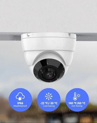 Miniatura 5 de Real HD Cámara analógica TVI de 5MP con un amplio ángulo de visión de 180°, domo ojo de pez con conector BNC