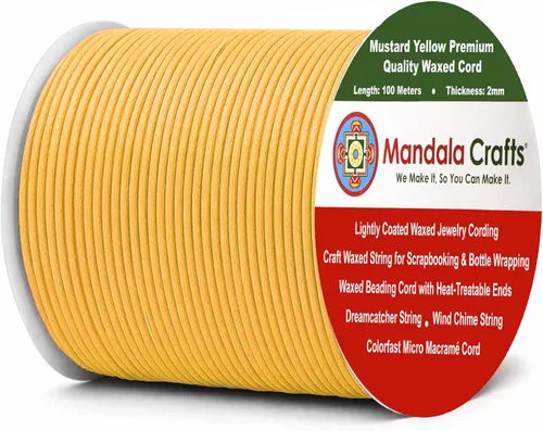 Miniatura 191 de Cuerda Mandala Crafts 0.03 pulgadas 109 yardas para hacer joyería, artesanía, macramé, cuerda de algodón encerado Negro