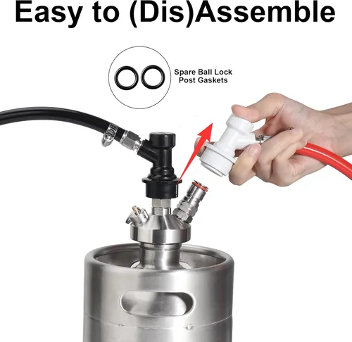 Miniatura 5 de MRbrew Juego de desconexión de cerradura de bola, accesorios de barril de maíz para bloqueo de bola de preparación casera para acoplador de postes