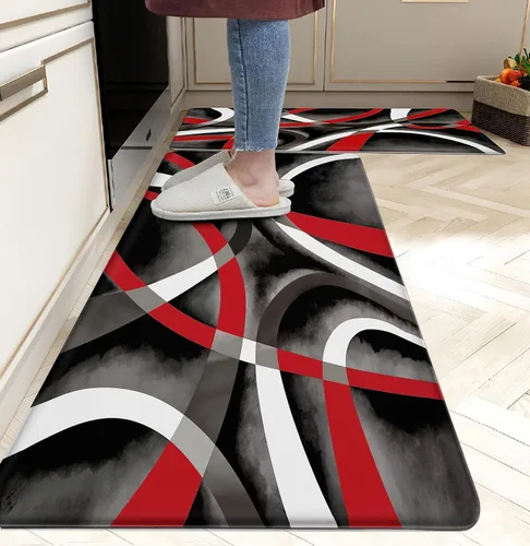 Miniatura 8 de weesire Alfombra de Cocina Verde Tapetes Anti Fatiga para Piso de Cocina Alfombras de Cocina Verde Salvia Floral Hierbas Espuma Viscoelástica Tapete