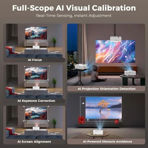 Miniatura 6 de [Sistema AI Movin 2.0/1200 ANSI/enfoque automático] Proyector 4K con WiFi 6 y Bluetooth, 30 W DoIby Audio Netflix-Licencia de Netflix-proyector