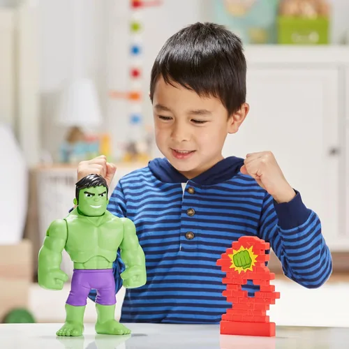 Miniatura 4 de Marvel Spidey and His Amazing Friends Power Smash Hulk Figura de acción, juguetes de Hulk de 10 pulgadas, juguetes preescolares, juguetes