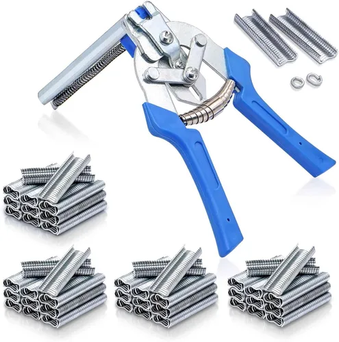 Alicates de anillo de uñas tipo M para esgrima con 2400 clips M, kit de alicates de anillo de cerdo, herramienta de mano de reparación de tapicería,