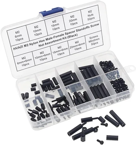 Miniatura 2 de M2 Nylon Hex Macho-Hembra Separadores Separadores Tornillo Tuerca Surtido Kit (Negro)