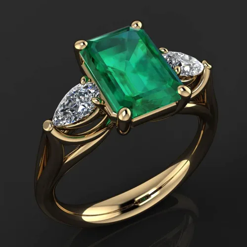 Koguxuix Joyería de moda elegante para mujer, chapado en oro de 18 quilates, corte cuadrado, piedra natal de piedra natal de boda, anillos de novia