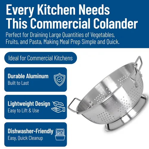 Miniatura 3 de Carlisle FoodService Colador para cocina, 60279, colador de aluminio de peso estándar de 11 cuartos de galón con asas remachadas, esenciales