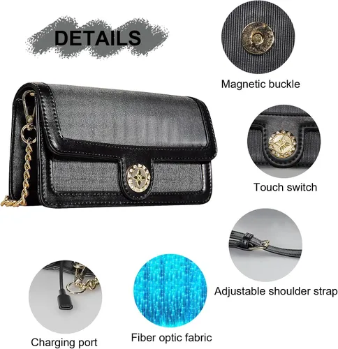 Miniatura 5 de Bolsas LED iluminadas 7 colores Festival noche embrague luminoso Crossbody bolso resplandor bolsos cuero hombro