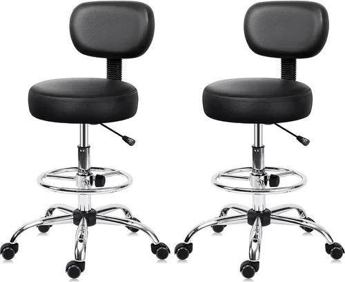 KLASIKA Silla giratoria de dibujo con soporte trasero y reposapiés ajustable, silla de escritorio de oficina multiusos para bar, cocina, tienda,