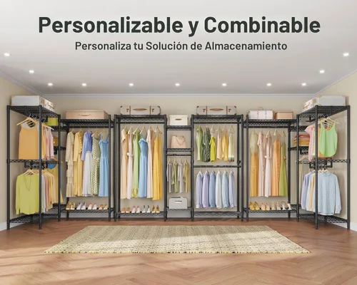 Miniatura 7 de VIPEK Classic V6 Perchero de Alambre para Prendas de Servicio Pesado Percheros de Ropa con Estantes, Perchero de Armario Portátil Independiente