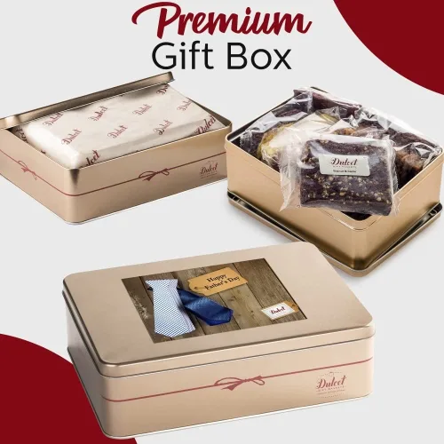 Miniatura 3 de Lata de galletas y brownie para el día del padre, deliciosos aperitivos de galletas recién horneados, brownie gourmet de chocolate real, deliciosos
