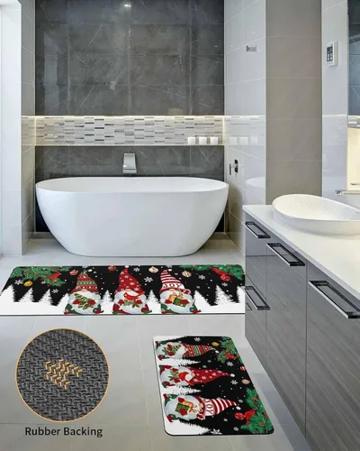 Miniatura 5 de Tapete de baño de Navidad para bañera, antideslizante, de secado rápido y absorbente, tierra de diatomeas, fregadero, dormitorio, cocina, lavable