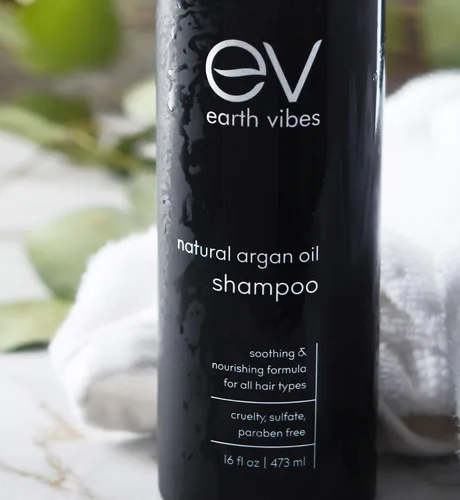 Miniatura 4 de Earth Vibes Champú orgánico de aceite de argán marroquí – (16 onzas/16.0 fl oz), sin sulfatos ni parabenos, hecho con aceite de jojoba, aceite