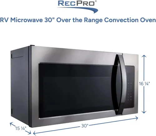 Miniatura 3 de RecPro Microondas para Autocaravana Sobre la Estufa de 30" Horno de Convección Acero Inoxidable 120V AC 900W Microondas para Camper