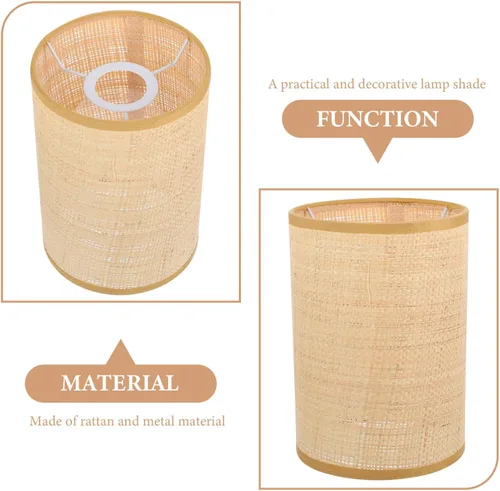 Miniatura 3 de Angoily Pantalla de lámpara de ratán tejida para lámparas de pie de mesa, pantalla de tambor rústica para decoración del hogar, accesorio