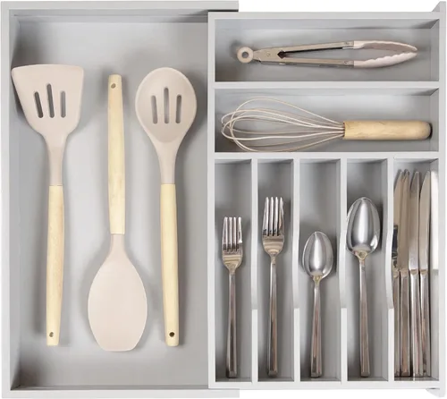 Miniatura 11 de KitchenEdge Organizador Premium de Cubiertos, Vajilla y Utensilios para Cajones de Cocina, Grado Contractual Apto para Alimentos, Expandible de 18 a