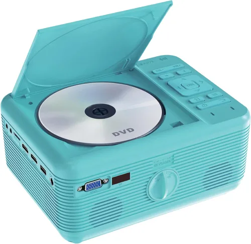RCA PROYECTOR CON REPRODUCTOR DE DVD INTERNO Y ALTAVOZ - Mini Portátil - Proyector para interiores y exteriores y paquete de pantalla - Compatible