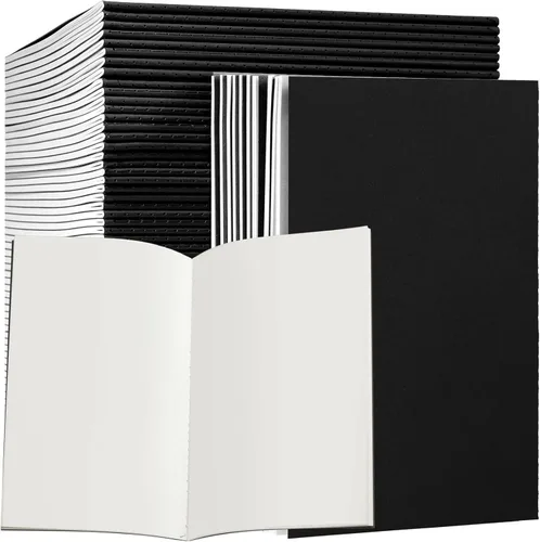 Miniatura 12 de Paquete de 72 cuadernos de papel kraft de 5.5 x 8.3 pulgadas, cuadernos A5 a granel de tapa blanda a rayas para niños, estudiantes, escritura, Marrón