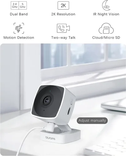 Miniatura 2 de blurams Cámaras de 5 GHz para seguridad del hogar, cámara de seguridad 2K para interiores, cámara para mascotas con aplicación de teléfono, cámara