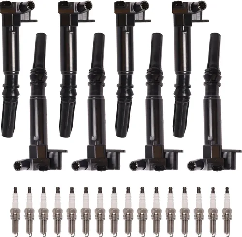 ENA Juego de 8 bobinas de encendido izquierda y derecha con 16 bujías de iridio compatibles con Ford E-350 E-450 2018 2019 F-250 F-350 2018 2019