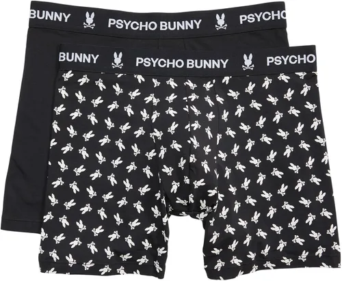 Psycho Bunny Paquete de 2 calzoncillos bóxer negro 3 LG, Negro 3