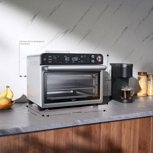 Miniatura 9 de Typhur Horno de sincronización con sonda de termómetro inalámbrico inteligente de carne, freidora de aire 12 en 1, combo de horno tostador, Acero
