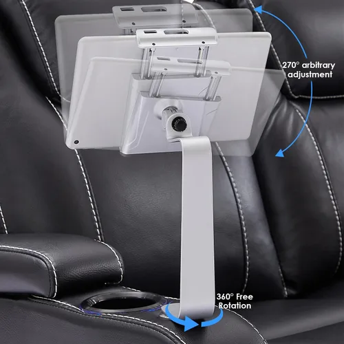 Miniatura 4 de Weilianda Serie de asientos de cine en casa, soporte giratorio para tableta y teléfono celular, accesorios para sofá, 2 juegos de plata
