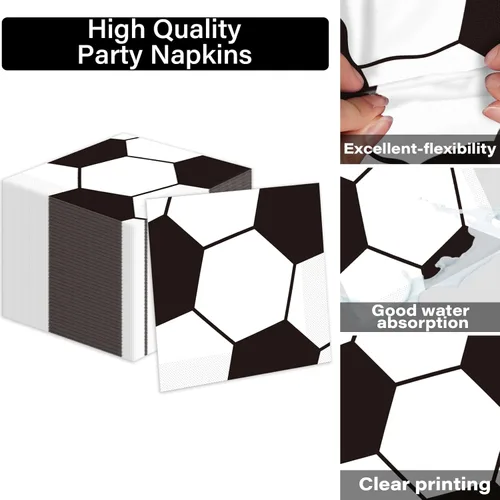 Miniatura 3 de 50 platos y servilletas de fútbol para invitados, suministros de fiesta, decoración de fiesta de cumpleaños de fútbol, juego de vajilla desechable