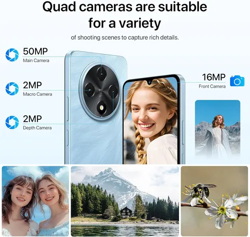 Miniatura 5 de UMIDIGI G100 Teléfono celular desbloqueado Android 14, pantalla HD+ de 6.9" a 120Hz, Octa-core 16GB + 256GB Expand 1TB, GPS, teléfono inteligente