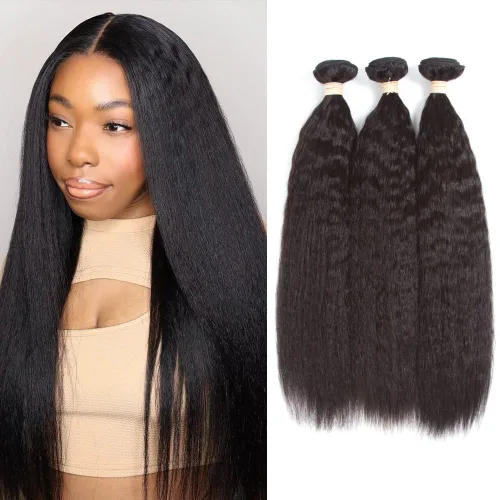 Miniatura 10 de Kerriana Paquetes de cabello humano lacio rizado, rizado lacio cosido 100% sin procesar brasileño 3 paquetes 10 pulgadas 12 pulgadas 14 pulgadas