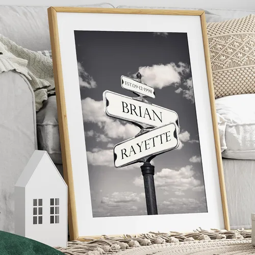 Miniatura 70 de Arte enmarcado de vacaciones con nombres de pareja en sillas de cubierta, regalo de amor perfecto para aniversario, boda. Con diferentes estilos