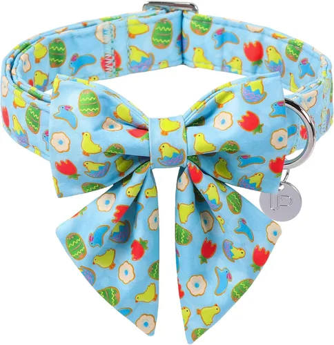 Miniatura 15 de Collar patriótico para perro con pajarita, collar de perro con lazo para el 4 de julio, collar de bandera estadounidense para perros medianos