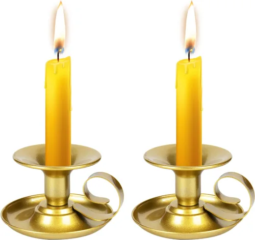 Portavelas – 2 portavelas de hierro retro dorado para centros de mesa para bodas, fiestas, Navidad, decoración de mesa del hogar (dorado, 2 unidades)