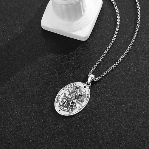 Miniatura 82 de Collar de plata de ley 925 con medalla de San Patrón, colgante de protección católica, amuleto, joyería religiosa para hombres y mujeres