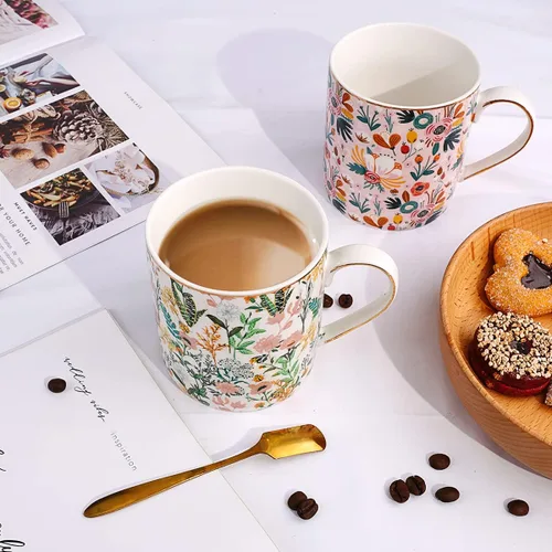 Miniatura 6 de Taza de café de cerámica de mármol, taza de té para oficina y hogar, 14 OZ, taza de café y té para mujeres y hombres, mármol negro+dorado